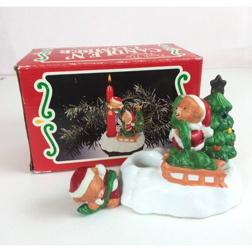Vintage W.A. Deck The Halls Candle N' Climber Decorator Bears #PC-752